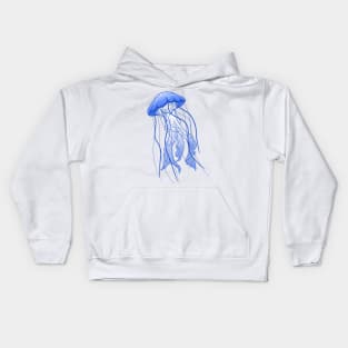 Blue and White Jellyfish Kids Hoodie